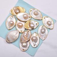 Freshwater Pearl Pendants with Shell & Brass plated DIY Sold By PC