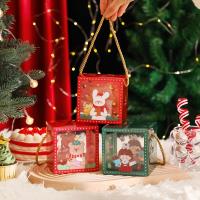 Bolso del regalo de la Navidad, PET, Cuadrado, Diseño de Navidad, 99x95x95mm, Vendido por UD