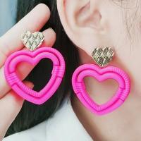 Acrylic Jewelry Earring, Heart, painted, fashion jewelry & for woman & hollow, more colors for choice, 5x4.3cm, Sold By Pair