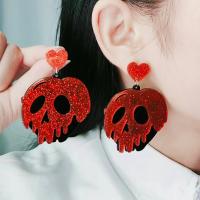 Acrylic Stud Earring painted Halloween Design & fashion jewelry & for woman Sold By Pair