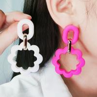 Acrylic Jewelry Earring Flower painted fashion jewelry & for woman & hollow Sold By Pair