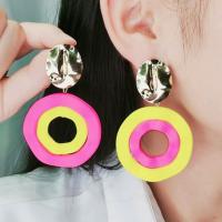 Acrylic Jewelry Earring, Round, painted, fashion jewelry & for woman & hollow, more colors for choice, 72x45mm, Sold By Pair