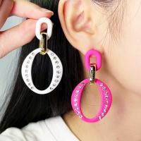 Acrylic Jewelry Earring painted fashion jewelry & for woman & with rhinestone & hollow Sold By Pair