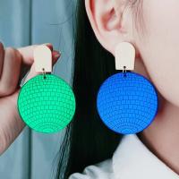Acrylic Jewelry Earring Round painted fashion jewelry & for woman Sold By Pair