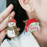 Boucle d'oreille bijoux acrylique, bois, peinture, Conception de Noël & modèles différents pour le choix & pour femme, 68x40mm, Vendu par paire