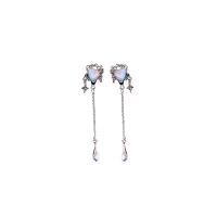 Tibetan Style Drop Earring, with Sea Opal, Heart, platinum color plated, different styles for choice & for woman, 17x82mm, Sold By Pair
