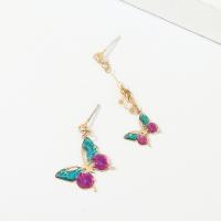 Zinc Alloy Asymmetric Earrings with Plastic Pearl gold color plated for woman & with rhinestone & hollow multi-colored  Sold By Pair
