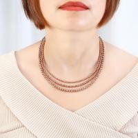 Roestvrij staal halskettingen, 304 roestvrij staal, Ronde, mode sieraden & verschillende grootte voor keus & voor vrouw, rose goud kleur, Verkocht door PC