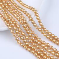 Naturalne perły słodkowodne perełki luźne, Edison+Perła, DIY, złoty, 7-8mm, sprzedawane na około 36 cm Strand