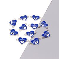 Evil Eye Connector, Tibetan Style, Heart, silver color plated, DIY & enamel & 1/1 loop, blue, nickel, lead & cadmium free, Approx 100PCs/Bag, Sold By Bag