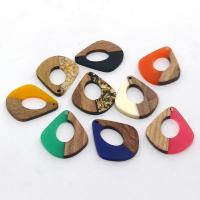 Resin Pendant, with Wood, Teardrop, epoxy gel, DIY & hollow, more colors for choice, Sold By PC