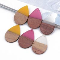 Wood Pendants, with Resin, Teardrop, epoxy gel, DIY, more colors for choice, 32x50mm, Sold By PC