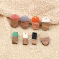 Wood Pendants, with Resin, epoxy gel, DIY & different styles for choice, more colors for choice, Sold By PC