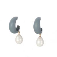 Wood Earring with Plastic Pearl fashion jewelry & for woman 45mm Sold By Pair