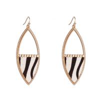 Zinc Alloy Drop Earrings with PU Leather & fashion jewelry & for woman nickel lead & cadmium free Sold By Pair