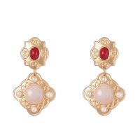 Zinc Alloy Stud Earring with Natural Stone fashion jewelry & for woman nickel lead & cadmium free Sold By Pair