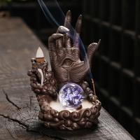 Backflow Incense Burner, Purple Clay, half handmade, for home and office & durable & multifunctional, 117x135x169mm, Sold By PC