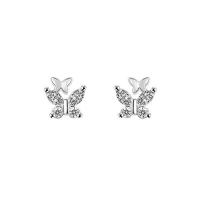 Cubic Zirconia Micro Pave Sterling Silver Earring 925 Sterling Silver Butterfly polished fashion jewelry & micro pave cubic zirconia & for woman nickel lead & cadmium free 8mm Sold By Pair