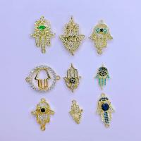 Evil Eye Connector, Brass, plated, DIY & different styles for choice & micro pave cubic zirconia, nickel, lead & cadmium free, 5PCs/Bag, Sold By Bag