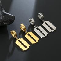 Huggie Hoop Drop Earring 304 Stainless Steel Razor Blade Vacuum Ion Plating fashion jewelry & for woman Sold By Pair