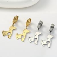 Huggie Hoop Drop Earring 304 Stainless Steel Dog Vacuum Ion Plating fashion jewelry & for woman Sold By Pair