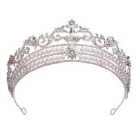 Bridal Tiaras Zinc Alloy with Plastic Pearl silver color plated fashion jewelry & for woman & with rhinestone silver color nickel lead & cadmium free Inner Approx 155mm Sold By PC