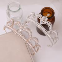 Bridal Tiaras Zinc Alloy with Plastic Pearl & Iron plated fashion jewelry & for woman & with rhinestone nickel lead & cadmium free Inner Approx 145mm Sold By PC