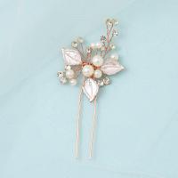 Hair Stick Zinc Alloy with Plastic Pearl handmade fashion jewelry & for woman & with rhinestone golden nickel lead & cadmium free Sold By PC