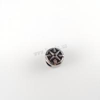 Бусины разделители из нержавеющей стали, Нержавеющая сталь 304, Плоская круглая форма, DIY & чернеют, оригинальный цвет, 10x8mm, отверстие:Приблизительно 5mm, продается PC