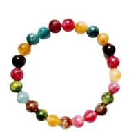 Gemstone Bracelets, Dyed Granite, Round, polished, fashion jewelry & imitation tourmaline & different size for choice & for woman, multi-colored, Length:Approx 19 cm, Sold By PC