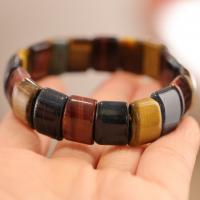 Natural Tiger Eye Bracelets fashion jewelry & Unisex mixed colors Length Approx 18 cm Sold By PC