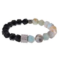 Gemstone Bracelets Obsidian with Gemstone & 304 Stainless Steel fashion jewelry & Unisex 10mm Length 7-8.5 Inch Sold By PC