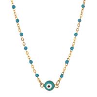 Evil Eye Jewelry Necklace 304 Stainless Steel with 5cm extender chain Vacuum Ion Plating fashion jewelry & for woman & enamel Length 45 cm Sold By PC