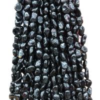 Edelstein Schmuckperlen, Obsidian, Unregelmäßige, poliert, DIY, schwarz, 5-9mm, ca. 50PCs/Strang, verkauft per ca. 38-40 cm Strang