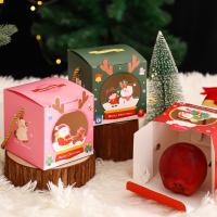 Saco de presentes de natal, papel, Praça, aleatoriamente enviado & Design de Natal, cores misturadas, 100x100x100mm, vendido por PC