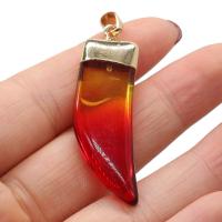 Gemstone Pendants Jewelry, Natural Stone, with Brass, Knife, gold color plated, DIY, more colors for choice, 15x45mm, Sold By PC