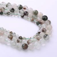 Natural Quartz Jewelry Beads, Green Phantom Quartz, DIY & different size for choice, black, Sold By Strand