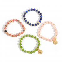 Gemstone Bracelets Natural Stone with Brass plated fashion jewelry Length 16 cm Sold By PC