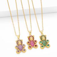 Cubic Zircon Micro Pave Brass Necklace, with 5cm extender chain, Bear, plated, fashion jewelry & micro pave cubic zirconia, more colors for choice, nickel, lead & cadmium free, 28x15mm, Length:45 cm, Sold By PC