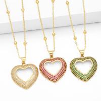 Cubic Zircon Micro Pave Brass Necklace, with 5cm extender chain, Heart, plated, fashion jewelry & micro pave cubic zirconia, more colors for choice, nickel, lead & cadmium free, 30x24mm, Length:45 cm, Sold By PC