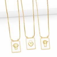 Brass Necklace, plated, fashion jewelry & different designs for choice & enamel, more colors for choice, nickel, lead & cadmium free, 18x12mm, Length:45 cm, Sold By PC