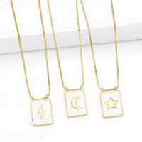 Brass Necklace plated fashion jewelry & enamel nickel lead & cadmium free Length 45 cm Sold By PC