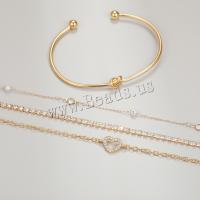 Zinklegierung Armband, mit Kunststoff Perlen, 4 Stück & Modeschmuck & für Frau & mit Strass, Goldfarbe, frei von Nickel, Blei & Kadmium, verkauft von setzen