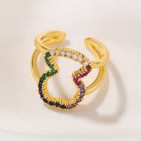 Kubisk Circonia Micro bane messing Ring, Micro Pave cubic zirconia & for kvinde & hule, guld, nikkel, bly & cadmium fri, 22x20mm, Solgt af PC