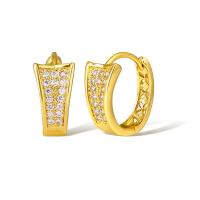 Cubic Zirconia Micro Pave Brass Earring real gold plated micro pave cubic zirconia & for woman golden Sold By Pair