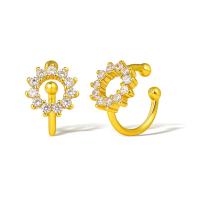 Pendientes Ear Cuff, metal, chapado en oro real, micro arcilla de zirconia cúbica & para mujer, dorado, Vendido por Par