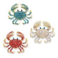 Tibetan Style Brooches, Crab, plated, Unisex & with rhinestone, more colors for choice, 65x58mm, Sold By PC