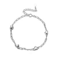 925 Sterling Silver Bracelet, Heart, Korean style & adjustable & for woman, silver color, Length:Approx 6.3 Inch, Sold By PC