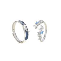 925 Sterling Silver Jewelry Set, Whale, plated, Hand-Painted Enamel Glaze & different styles for choice & micro pave cubic zirconia & for couple, US Ring Size:5-10, Sold By PC