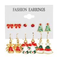 Zinklegierung Ohrring-Set, goldfarben plattiert, Weihnachtsschmuck & verschiedene Stile für Wahl & für Frau & Emaille & mit Strass, 5-50mm, verkauft von setzen